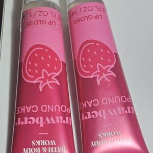 2 Bath & Body Works Strawberry Pound Cake Lip Gloss - Vibrant Pink
